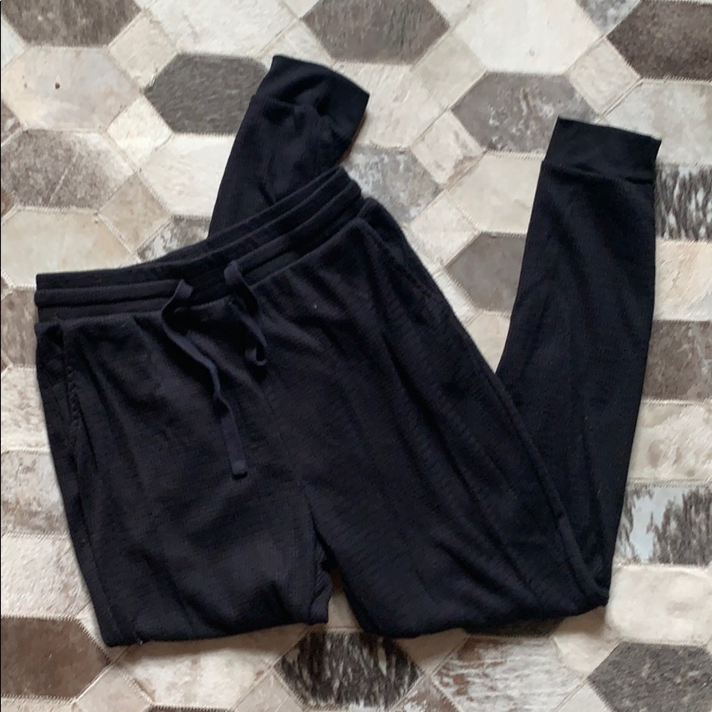 Waffled Black Joggers